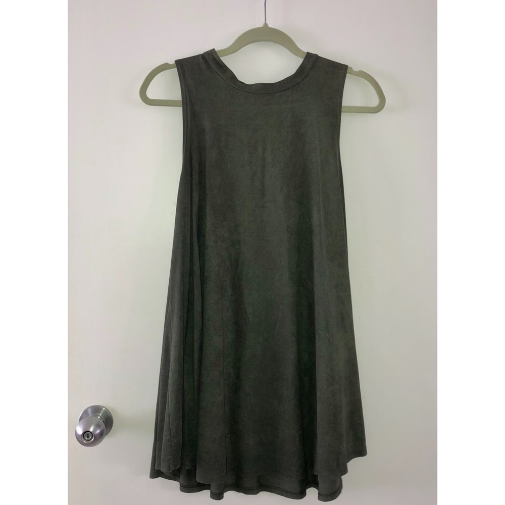 Sage Faux Suede Swing Dress
